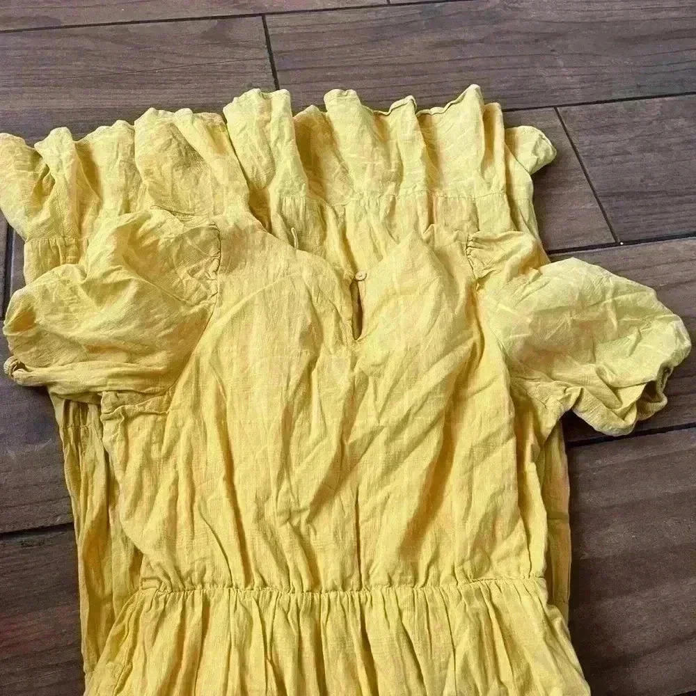 Heartloom Halia Dress NWOT Midi Women’s XS Yellow Tiered Wrap Puff Sleeve Yellow - Picture 7 of 7